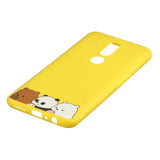 For OPPO F11 PRO Cartoon Lovely Coloured Painted Soft TPU Back Cover Non-slip Shockproof Full Protective Case with Lanyard yellow