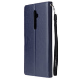 For Oppo A9 2020/Reno 2Z Cellphone Shell PU Leather Mobile Phone Cover Stand Available Anti-drop Elegant Smartphone Case Blue