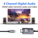 USB-C Support 4K 30Hz USB 3.1 Type-c Male to HDMI Male HD Adapter Connecting Cable  gray