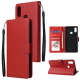 For Samsung A10S A20S Cellphone Cover Mobile Phone Shell Buckle Closure Cards Slots PU Leather Smart Shell with Wallet Overall Protection red