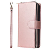 For iphone X/XS/XS MAX/11/11Pro Pu Leather  Mobile Phone Cover Zipper Card Bag + Wrist Strap Rose gold