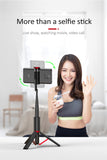 Mini Portable Wireless Selfie Stick Bluetooth Tripod Lightweight 15KG for Smart Phone IOS Version Black + red