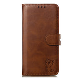 For iPhone 6 plus/6S plus/7 plus/8 plus Wallet-type Cute Cartoon Embossed Happy Cat PU Leather Protective Phone Case with Buckle & Bracket brown