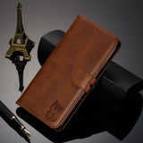 For iPhone 6 plus/6S plus/7 plus/8 plus Wallet-type Cute Cartoon Embossed Happy Cat PU Leather Protective Phone Case with Buckle & Bracket brown