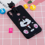 For Huawei Y6 2019 3D Cartoon Lovely Coloured Painted Soft TPU Back Cover Non-slip Shockproof Full Protective Case cute husky