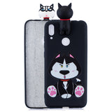 For Huawei Y6 2019 3D Cartoon Lovely Coloured Painted Soft TPU Back Cover Non-slip Shockproof Full Protective Case big face cat