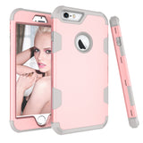 For iPhone 6 plus/6S plus PC+ Silicone 2 in 1 Hit Color Tri-proof Shockproof Dustproof Anti-fall Protective Cover Back Case Rose gold + gray