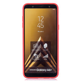 For Samsung A6 plus 2018 Cute Coloured Painted TPU Anti-scratch Non-slip Protective Cover Back Case with Lanyard red