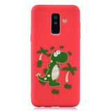 For Samsung A6 plus 2018 Cute Coloured Painted TPU Anti-scratch Non-slip Protective Cover Back Case with Lanyard red