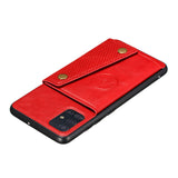 For Samsung A51 Cellphone Cover Back Case Double Buckle PU Leather with Card Slots Shell red