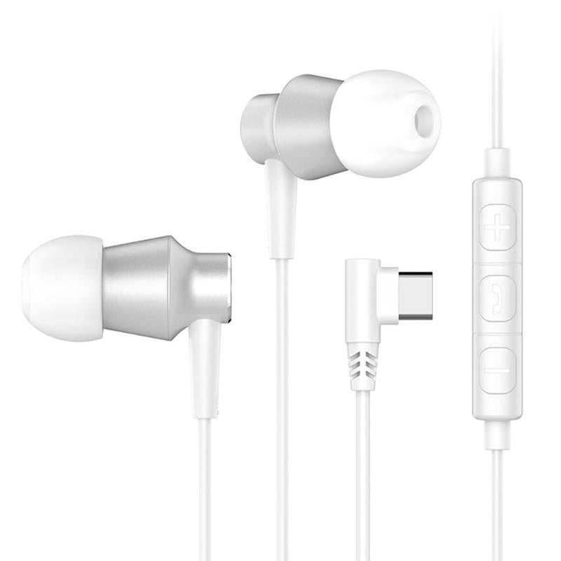 Langsdom M407T Sports Type-C Plug Wired Earphones Hifi Bass Headphones for Smart Phone - White