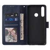 For HUAWEI PSmart 2020/Y5P/Y6P PU Leather Mobile Phone Cover with 3 Cards Slots Phone Frame blue