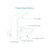 Mobile Phone UV Lamp Sterilizer Portable Smart Wireless Charging Cathode Ultraviolet Sterilization Disinfection white