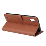 For Samsung A10 Flip-type Leather Protective Phone Case with 3 Card Position Buckle Design Phone Cover  brown