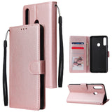 For Samsung A10S A20S Cellphone Cover Mobile Phone Shell Buckle Closure Cards Slots PU Leather Smart Shell with Wallet Overall Protection rose