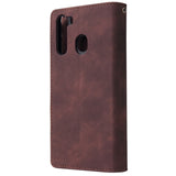 For Samsung A21 Mobile Phone Case Smartphone Shell Wallet Design Zipper Closure Overall Protection Cover  1 black