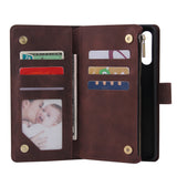 For Samsung A21 Mobile Phone Case Smartphone Shell Wallet Design Zipper Closure Overall Protection Cover  1 black