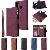 For Samsung A21 Mobile Phone Case Smartphone Shell Wallet Design Zipper Closure Overall Protection Cover  1 black