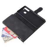 For Samsung A21 Mobile Phone Case Smartphone Shell Wallet Design Zipper Closure Overall Protection Cover  1 black