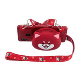 For Samsung A10/A20/A30 Case Mobile Phone Shell Shockproof TPU Cellphone Cover with Cartoon Cat Pig Panda Coin Purse Lovely Shoulder Starp  Red