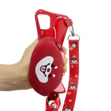 For Samsung A10/A20/A30 Case Mobile Phone Shell Shockproof TPU Cellphone Cover with Cartoon Cat Pig Panda Coin Purse Lovely Shoulder Starp  Red