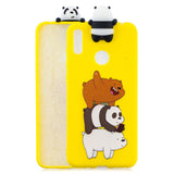 For Huawei Y6 2019 3D Cartoon Lovely Coloured Painted Soft TPU Back Cover Non-slip Shockproof Full Protective Case Smiley panda