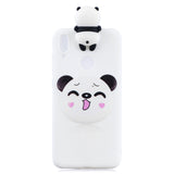 For Huawei Y6 2019 3D Cartoon Lovely Coloured Painted Soft TPU Back Cover Non-slip Shockproof Full Protective Case Smiley panda