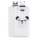For Huawei Y6 2019 3D Cartoon Lovely Coloured Painted Soft TPU Back Cover Non-slip Shockproof Full Protective Case Smiley panda