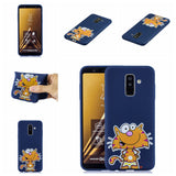 For Samsung A6 plus 2018 Cute Coloured Painted TPU Anti-scratch Non-slip Protective Cover Back Case with Lanyard sapphire