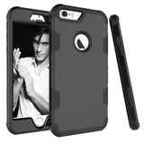 For iPhone 6 plus/6S plus PC+ Silicone 2 in 1 Hit Color Tri-proof Shockproof Dustproof Anti-fall Protective Cover Back Case black
