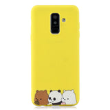 For Samsung A6 plus 2018 Cute Coloured Painted TPU Anti-scratch Non-slip Protective Cover Back Case with Lanyard yellow