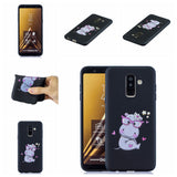 For Samsung A6 plus 2018 Cute Coloured Painted TPU Anti-scratch Non-slip Protective Cover Back Case with Lanyard sapphire