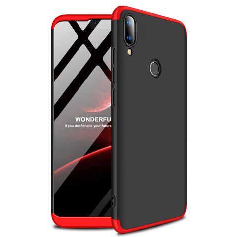 for HUAWEI Y9 2019 Ultra Slim PC Back Cover Non-slip Shockproof 360 Degree Full Protective Case Red black red_HUAWEI Y9 2019