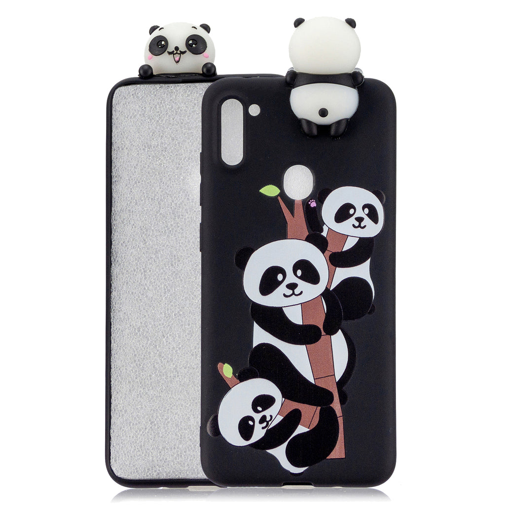 For Samsung A11 Soft TPU Back Cover 3D Cartoon Painting Mobile Phone Case Shell Three pandas