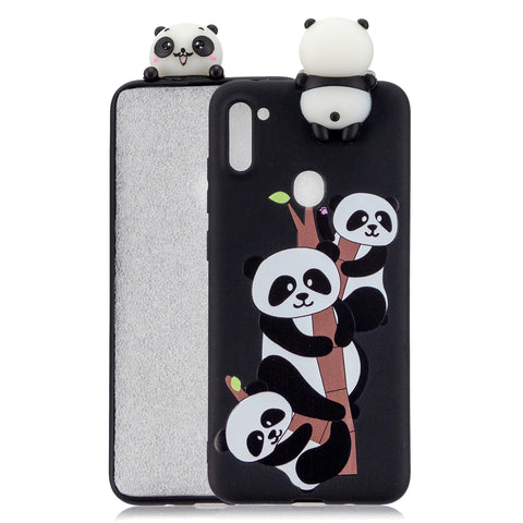 For Samsung A11 Soft TPU Back Cover 3D Cartoon Painting Mobile Phone Case Shell Three pandas