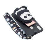 For Samsung A10S A20S TPU Full Protective Cartoon Mobile Phone Cover with Coin Purse+Hanging Lanyard 5 black striped bears