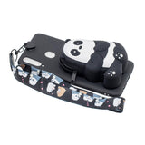 For Samsung A10S A20S TPU Full Protective Cartoon Mobile Phone Cover with Coin Purse+Hanging Lanyard 5 black striped bears