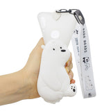 For Samsung A10S A20S TPU Full Protective Cartoon Mobile Phone Cover with Coin Purse+Hanging Lanyard 6 white big bear