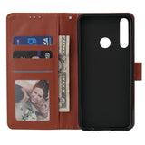 For HUAWEI PSmart 2020/Y5P/Y6P PU Leather Mobile Phone Cover with 3 Cards Slots Phone Frame brown