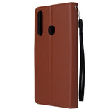 For HUAWEI PSmart 2020/Y5P/Y6P PU Leather Mobile Phone Cover with 3 Cards Slots Phone Frame brown