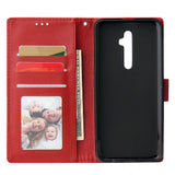 For Oppo A9 2020/Reno 2Z Cellphone Shell PU Leather Mobile Phone Cover Stand Available Anti-drop Elegant Smartphone Case Red