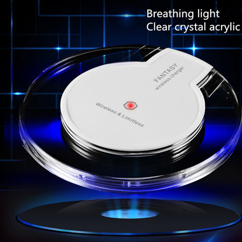 Wireless Charger Ultra-Thin Crystal Round Wireless Charging for Samsung Galaxy S9 Note Edge iPhone Xiaomi Huawei Mobile Phone Charger black