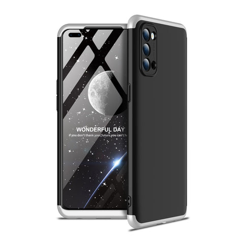 For OPPO Reno 4 /Reno 4 Pro International Edition Mobile Phone Cover 360 Degree Full Protection Phone Case Silver black silver