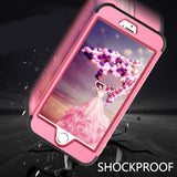 For iPhone 6 plus/6S plus PC+ Silicone 2 in 1 Hit Color Tri-proof Shockproof Dustproof Anti-fall Protective Cover Back Case Rose red + black