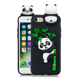 For iPhone 5/5S/SE/6/6S/6 Plus/6S Plus/7/8/7 Plus/8 Plus Phone Case 3D Cartoon Panda Bamboo Cellphone Back Shell Shockproof Smartphone Cover Black