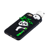 For iPhone 5/5S/SE/6/6S/6 Plus/6S Plus/7/8/7 Plus/8 Plus Phone Case 3D Cartoon Panda Bamboo Cellphone Back Shell Shockproof Smartphone Cover Black