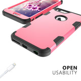 For iPhone 6 plus/6S plus PC+ Silicone 2 in 1 Hit Color Tri-proof Shockproof Dustproof Anti-fall Protective Cover Back Case Rose red + black