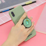 For Samsung A7 2018 A750 Full Cover Protective Phone Case Cartoon Pattern Solid Color TPU Phone Case with Adjustable Bracket 2