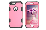 For iPhone 6 plus/6S plus PC+ Silicone 2 in 1 Hit Color Tri-proof Shockproof Dustproof Anti-fall Protective Cover Back Case Rose red + black