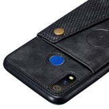 For OPPO Realme 3 PU Leather Flip Stand Shockproof Cell Phone Cover Double Buckle Anti-dust Case With Card Slots Pocket black